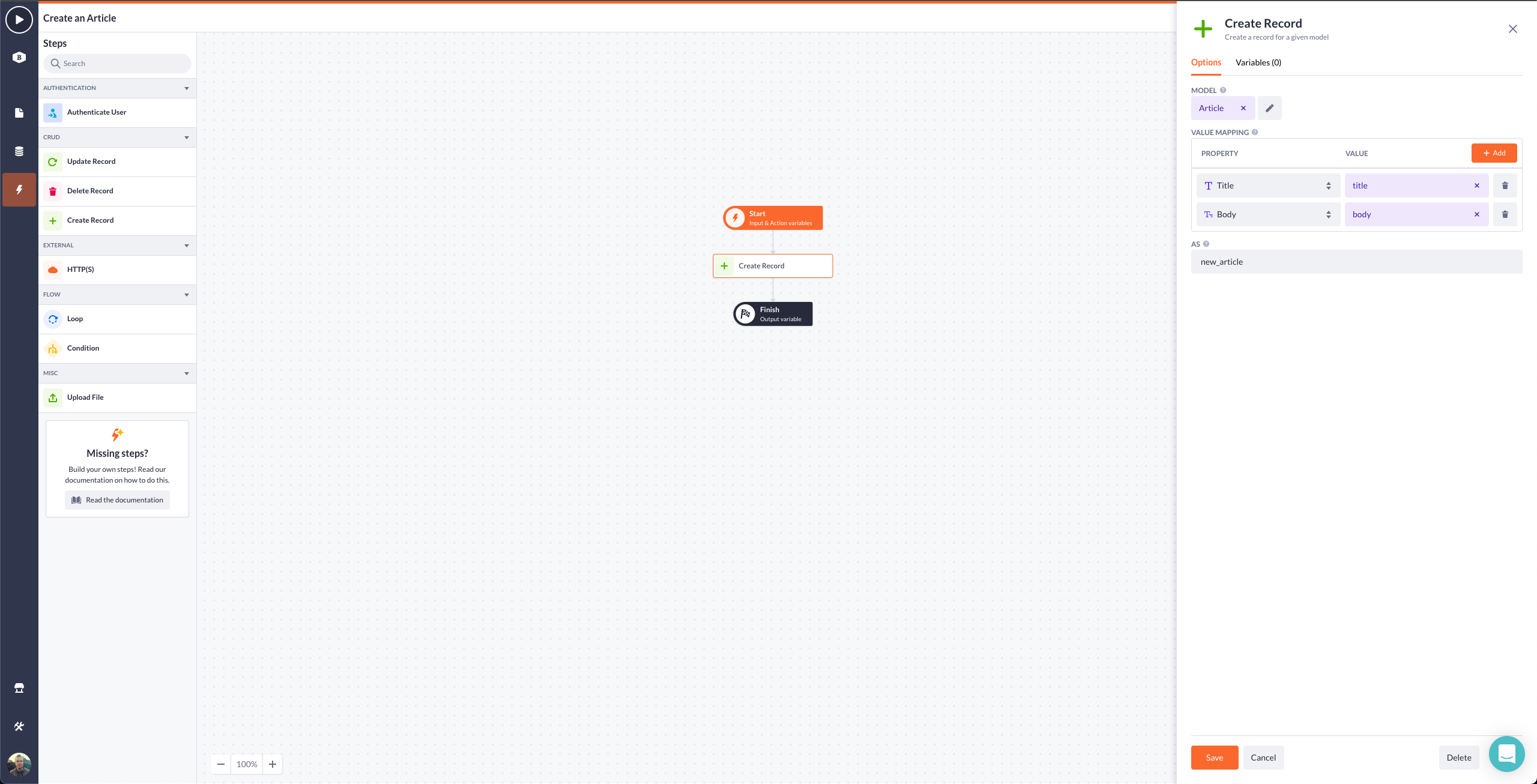 screenshot of Betty Blocks